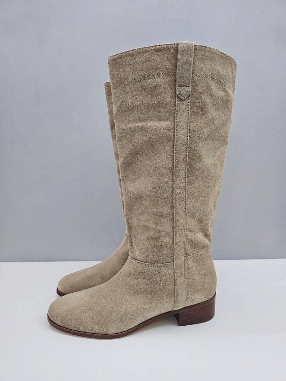Veronica Beard Dwyer Wide Calf Knee High Riding Boots Sand Leather Pull On 9